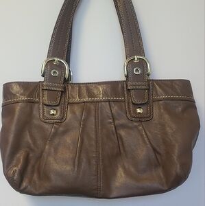 Coach Brown Leather Shoulder Bag with Double Handles